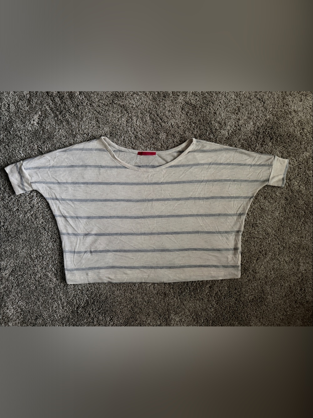 julie's closet Cream and Gray Striped Crop Top